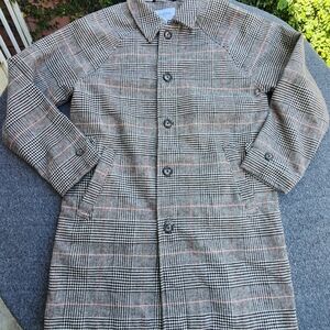 Goodfellow & Co Glen Plaid Trench Coat with Subtle Red Windowpane